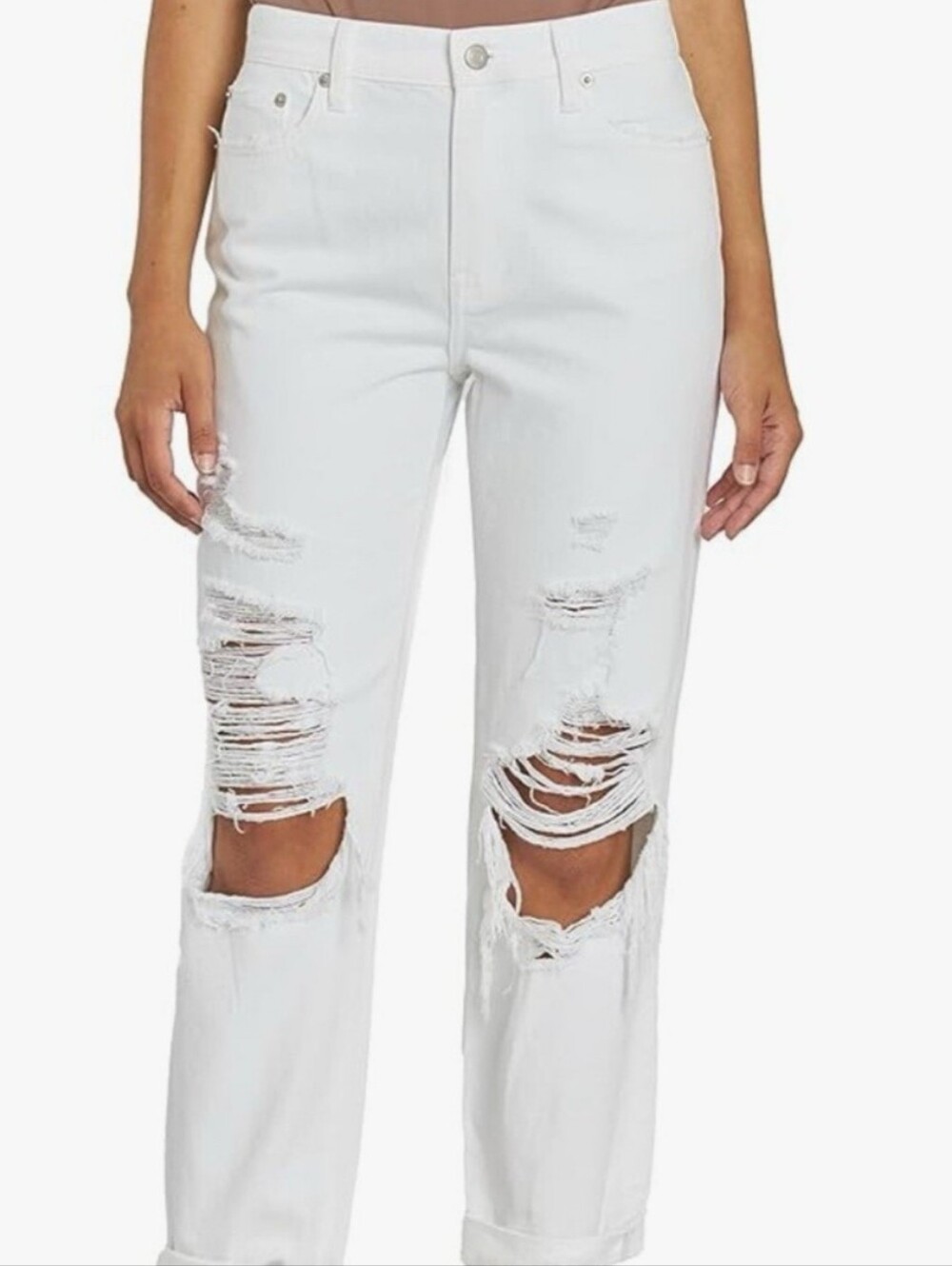 Pistola Presley Blizzard White Distressed High Rise Boyfriend Jeans Size 26